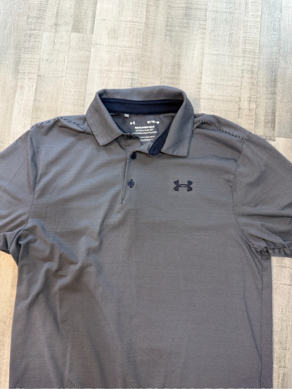 Under Armour Playoff 3.0 Stripe Polo Men’s M Navy White Golf Shirt 1378676